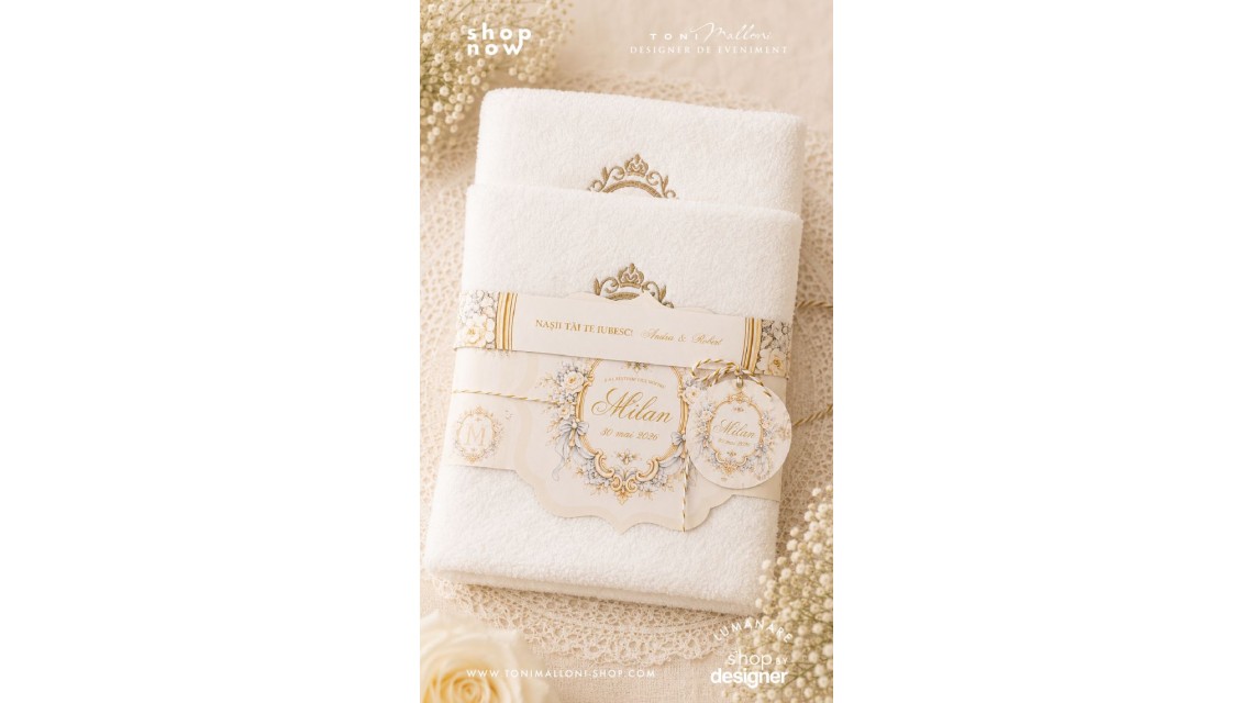Trusou Botez Atelier Paris Carusel Vintage Monogramă Regală Balon cu Aer Cald 8